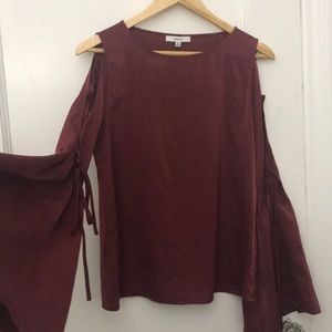 Ro&De crimson off shoulder bell sleeve blouse